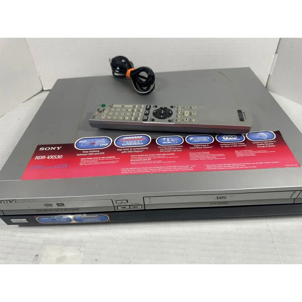 Sony RDR-VX530 DVD Recorder VCR Combo Silver One-Touch Dubbing with Remote